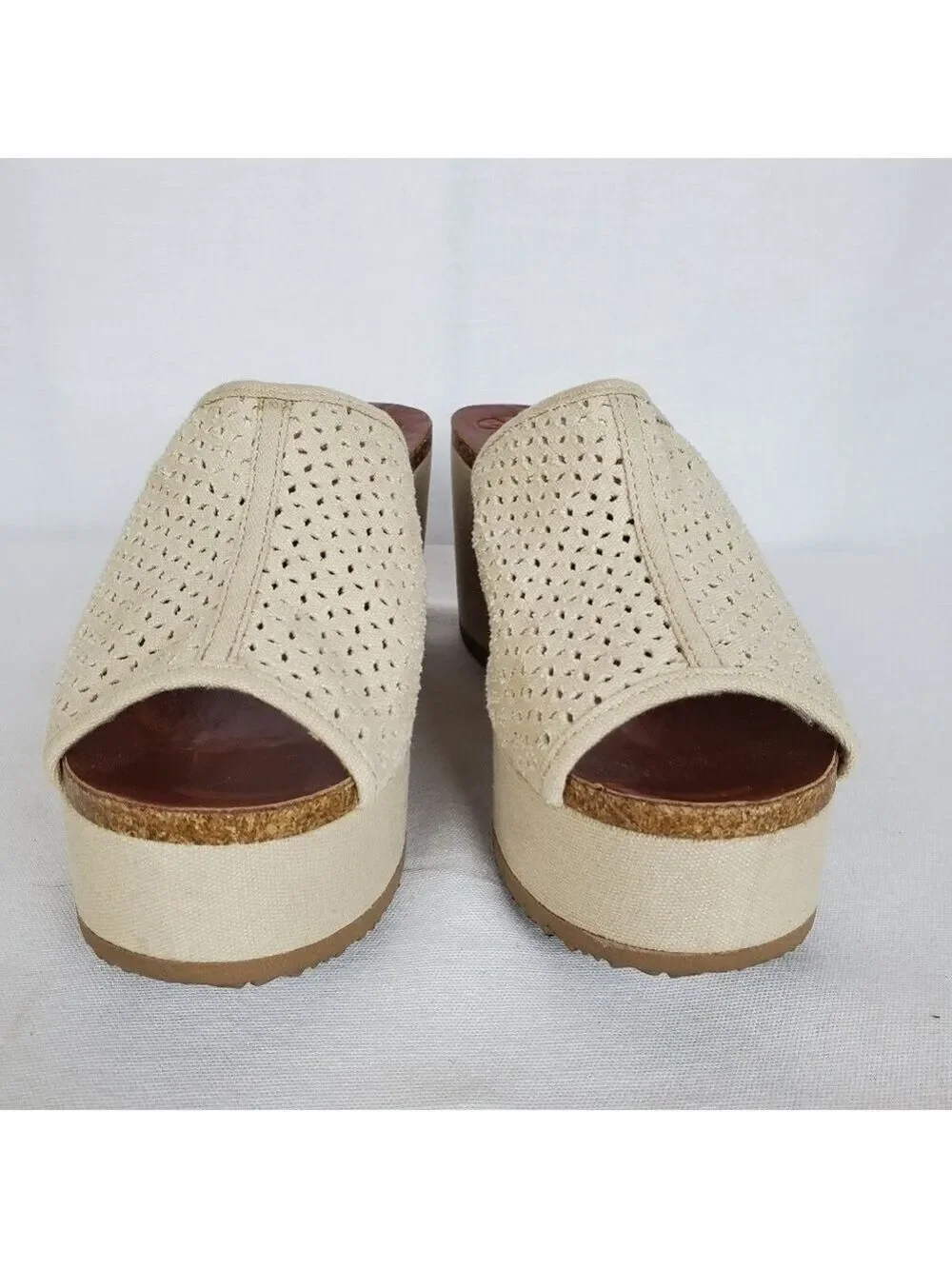 Mad Love Chunky sz 11 platform wedge canvas slide sandals